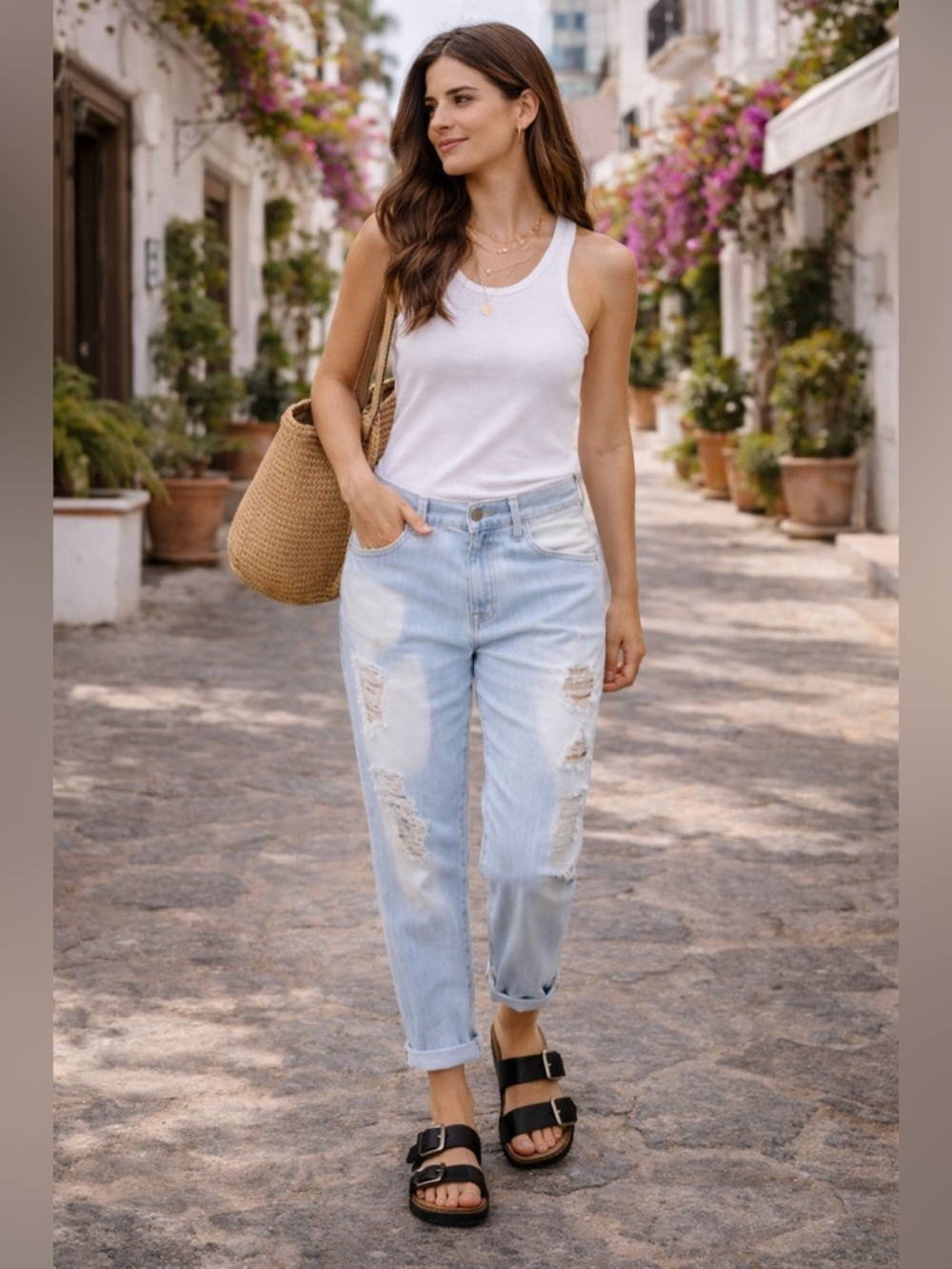 Wildfox “The Marissa” Slouchy Skinny Crop Jeans Distressed Boyfriend Size 29 NWT